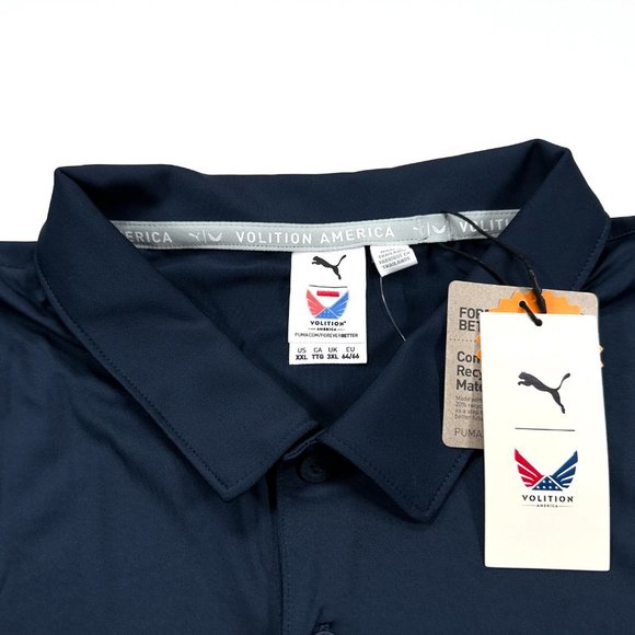 Puma Volition XXL Men's Flag Paisley Pocket USA Polo Golf Navy Shirt NWT - Picture 3 of 7
